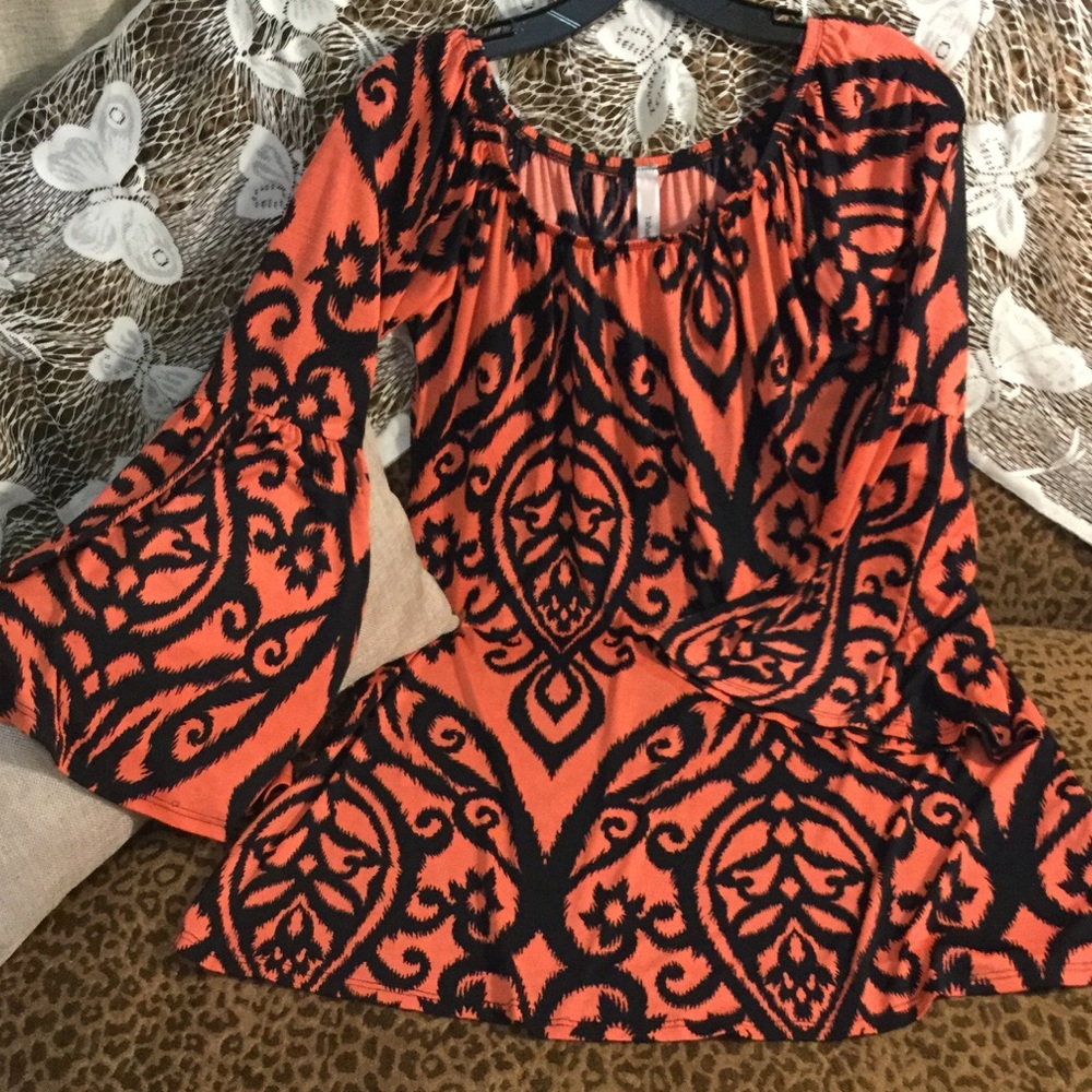 Yahada Women's Dress - Black and Orange Pattern